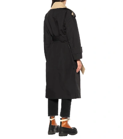 Shop Ganni Cotton-blend Trench Coat In Black