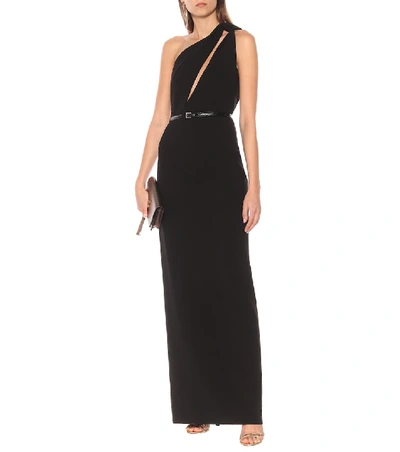 Shop Saint Laurent One-shoulder Gown In Black