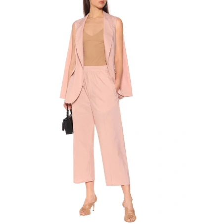 Shop Mm6 Maison Margiela Cropped Cotton-blend Pants In Pink