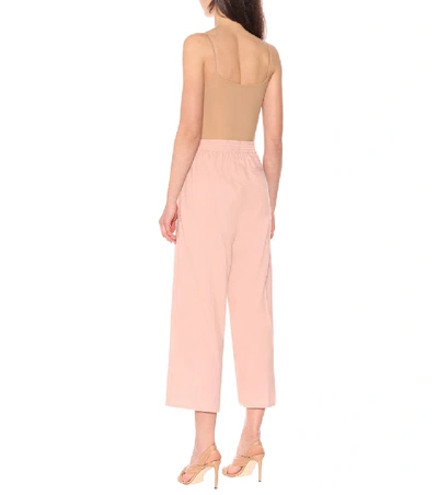 Shop Mm6 Maison Margiela Cropped Cotton-blend Pants In Pink
