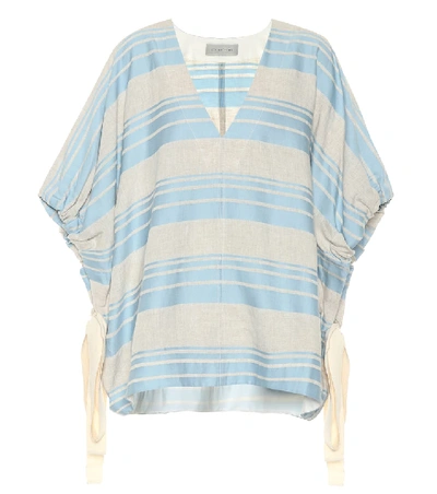 Shop Lee Mathews Tilda Striped Linen And Cotton Top In Blue