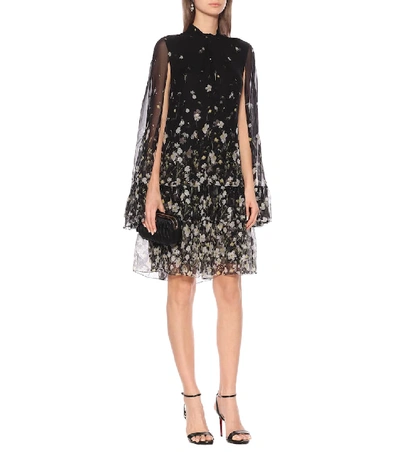 Shop Erdem Concetta Floral Silk-chiffon Midi Dress In Black