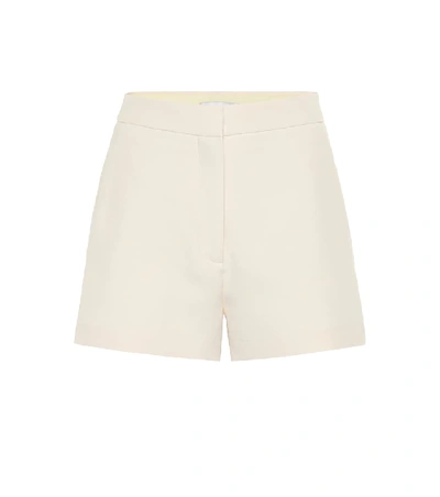Shop Valentino High-rise Wool And Silk Shorts In White