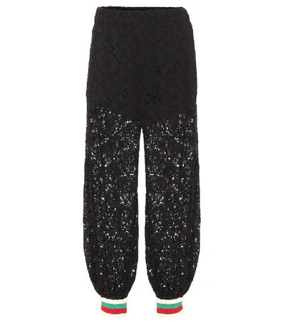 Shop Gucci Lace Track Pants In Black