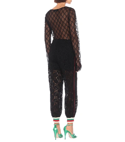 Shop Gucci Lace Track Pants In Black