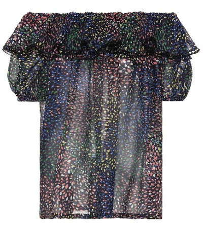 Shop Chloé Printed Cotton And Silk Blend Top In Multicoloured