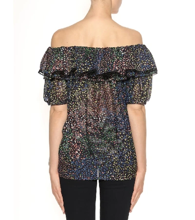 Shop Chloé Printed Cotton And Silk Blend Top In Multicoloured