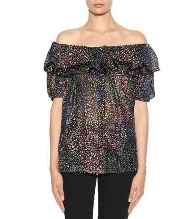 Shop Chloé Printed Cotton And Silk Blend Top In Multicoloured