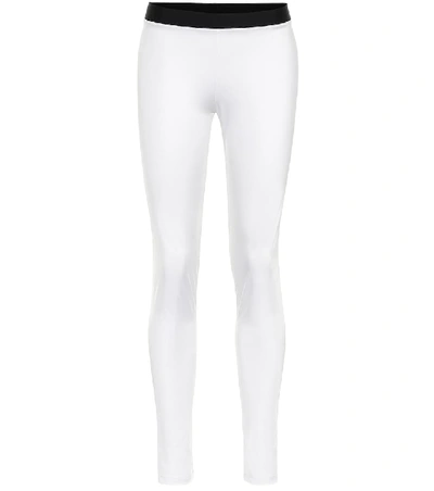 Shop Balmain Jersey Leggings In White