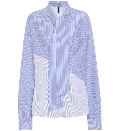 Shop Ben Taverniti Unravel Project Striped Cotton Blouse In Blue