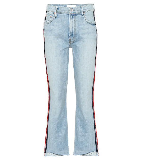 mother jeans with red stripe