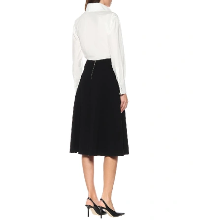 Shop Rochas Stretch Wool-crêpe Midi Skirt In Black