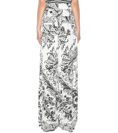 Shop Etro Printed Silk Trousers In White