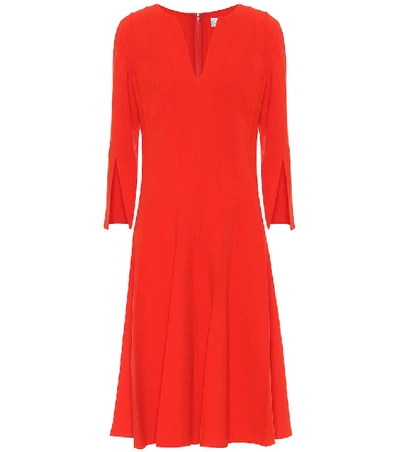 Shop Oscar De La Renta Stretch-wool Crêpe Midi Dress In Red