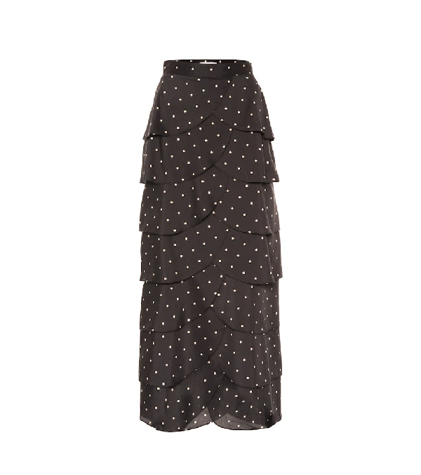 black polka dot maxi skirt