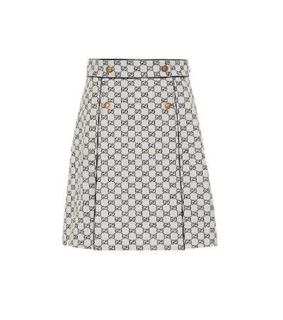 Shop Gucci Gg Cotton-blend Skirt In Grey