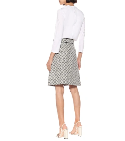 Shop Gucci Gg Cotton-blend Skirt In Grey