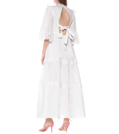 Shop Self-portrait Cotton-voile Maxi Dress In White