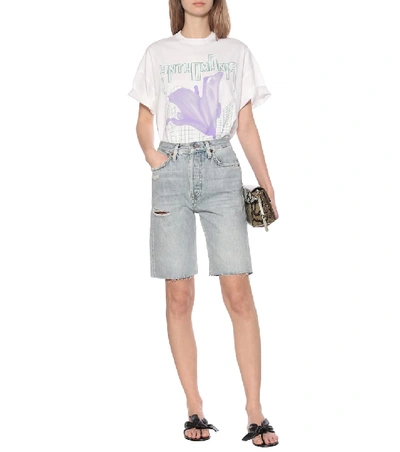 Shop Re/done 80s Long High-rise Denim Shorts In Blue