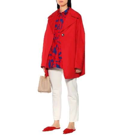 Shop Marni Cotton And Linen Coat In Red