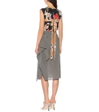 Shop Rochas Stretch Wool Midi Skirt In Grey