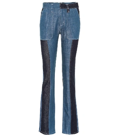 Shop Chloé Patchwork Flared Jeans In Blue