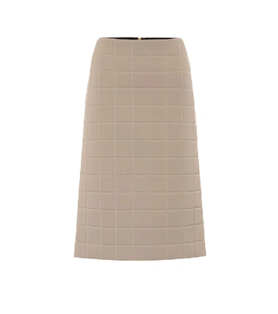 Shop Bottega Veneta Quilted Midi Skirt In Beige