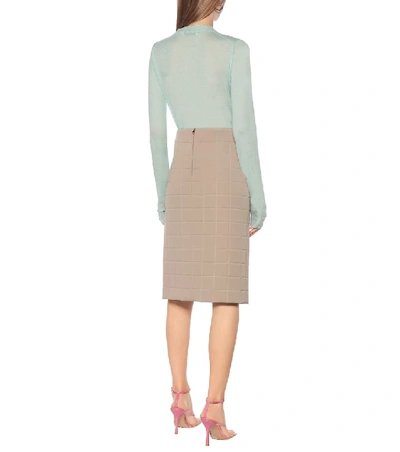 Shop Bottega Veneta Quilted Midi Skirt In Beige