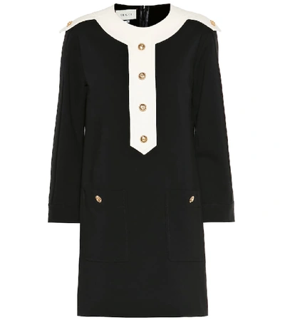 Shop Gucci Embellished Jersey Dress In Black