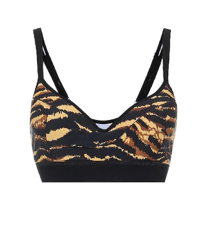 Shop Adam Selman Sport Push-it Tiger-print Sports Bra In Black