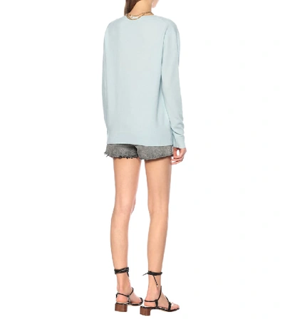 Shop Vince V-neck Cashmere Sweater In Blue