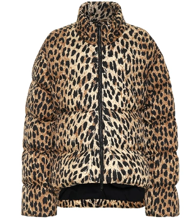 Shop Balenciaga Leopard-print Puffer Jacket In Brown