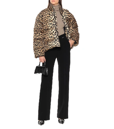 Shop Balenciaga Leopard-print Puffer Jacket In Brown