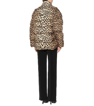 Shop Balenciaga Leopard-print Puffer Jacket In Brown