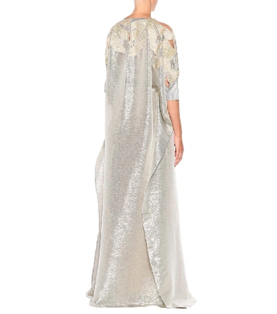 Shop Oscar De La Renta Sequined Silk Gown In Metallic