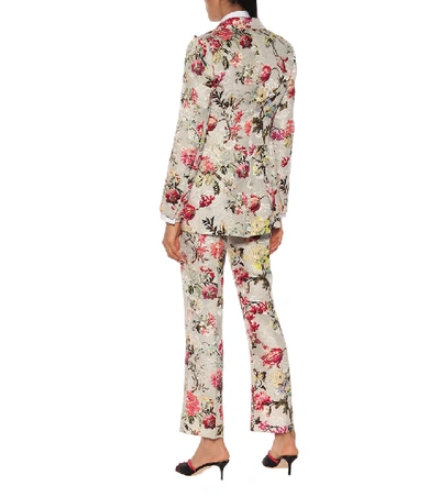Shop Etro Floral Cotton And Silk-blend Blazer In Multicoloured