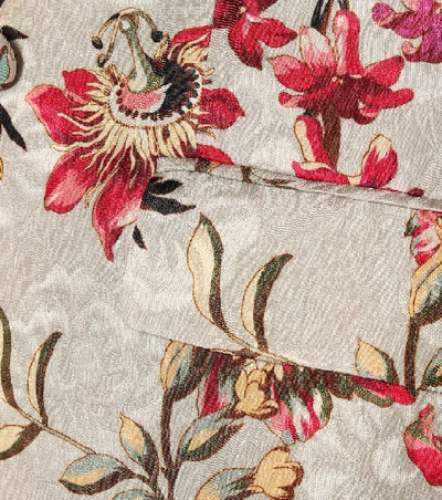 Shop Etro Floral Cotton And Silk-blend Blazer In Multicoloured