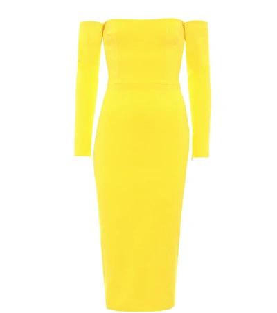 Shop Alex Perry Chase Off-the-shoulder Midi Dress In Yellow