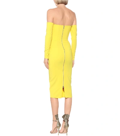 Shop Alex Perry Chase Off-the-shoulder Midi Dress In Yellow