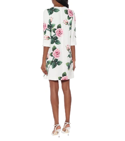 Shop Dolce & Gabbana Floral Cady Midi Dress In White