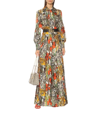 Shop Gucci Printed Silk Maxi Dress In Multicoloured