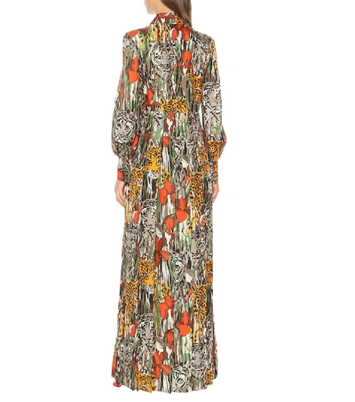 Shop Gucci Printed Silk Maxi Dress In Multicoloured