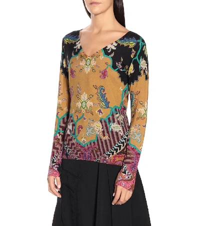 Shop Etro Printed Silk And Cashmere Top In Multicoloured