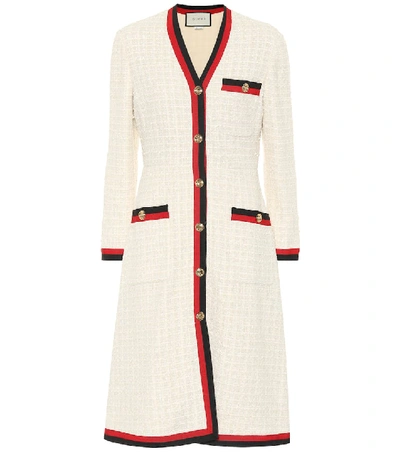 Shop Gucci Cotton-blend Tweed Coat In Beige