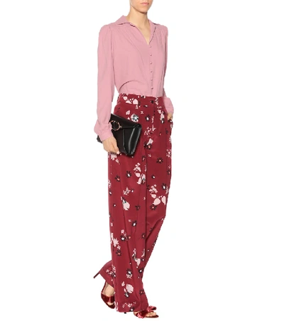 Shop Valentino Printed Silk-crêpe Trousers In Multicoloured