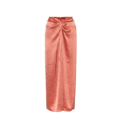 Shop Nanushka Samara Satin Midi Skirt In Pink