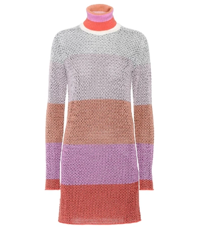 Shop Missoni Knitted Wool-blend Minidress In Multicoloured