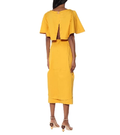 Shop Johanna Ortiz Fresh Lemon Stretch-cotton Midi Skirt In Yellow