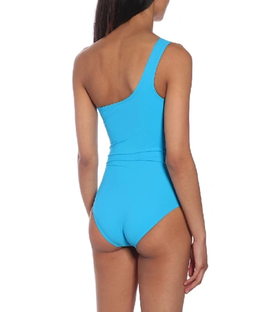 Shop Karla Colletto Basics One-shoulder Swimsuit In Blue