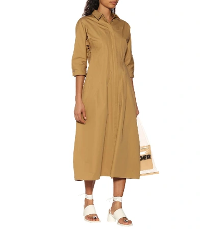 Shop Jil Sander Collared Cotton Maxi Dress In Beige